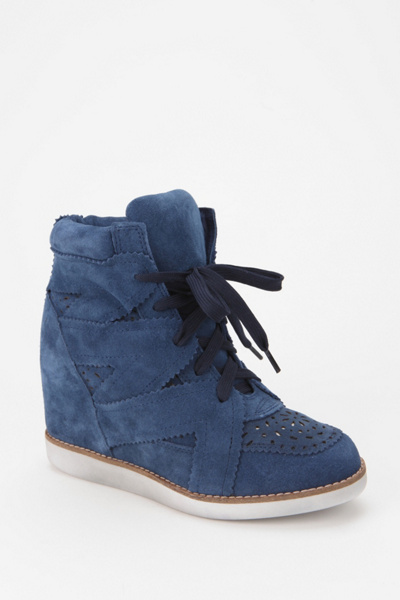 Jeffrey Campbell Venice Suede High-Top Wedge-Sneaker: Navy 9 Womens Sneakers