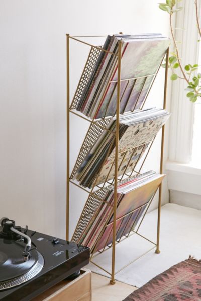 gold metal vinyl storage 
