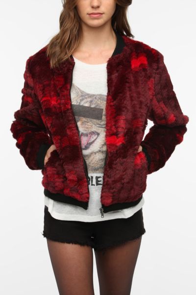 Silence & Noise Faux Fur Bomber Jacket