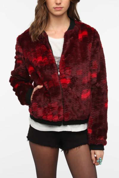 Silence & Noise Faux Fur Bomber Jacket