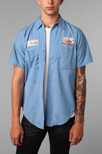 Urban Renewal Vintage Distressed Mechanic Shirt Urban Outfitters