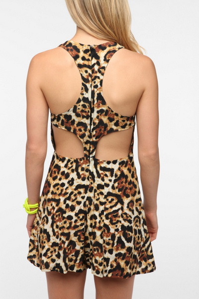 Motel Rowen Cutout Back Leopard Print Romper