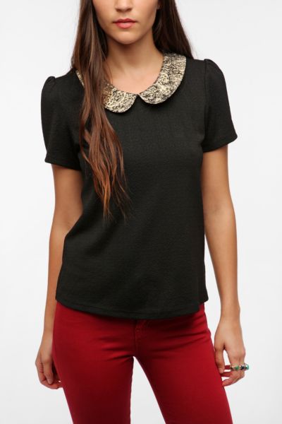 Pins and Needles Brocade Collar Top