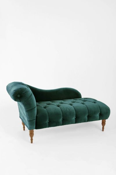 Edie Velvet Chaise - Dark Green - Urban Outfitters