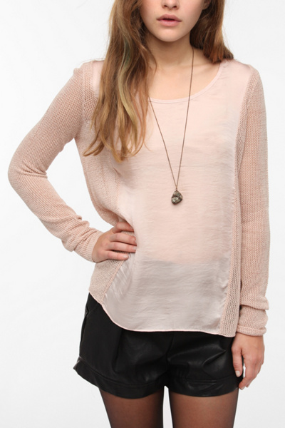Pins and Needles Chiffon Mix Metallic Sweater