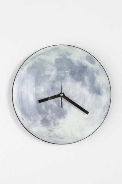 GlowInTheDark Moon Wall Clock Urban Outfitters