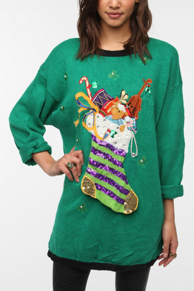 Urban Outfitters Ugly Christmas Sweater ~ Knee High Gladiator Sandals