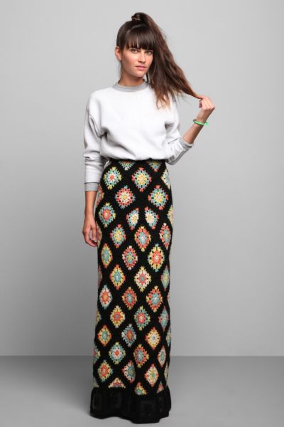 Vintage 70s Crocheted Granny Maxi Skirt - Urban Outfitters
