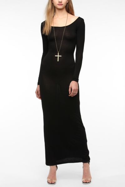 Sparkle & Fade Scoop-Back Long-Sleeved Maxi Dress