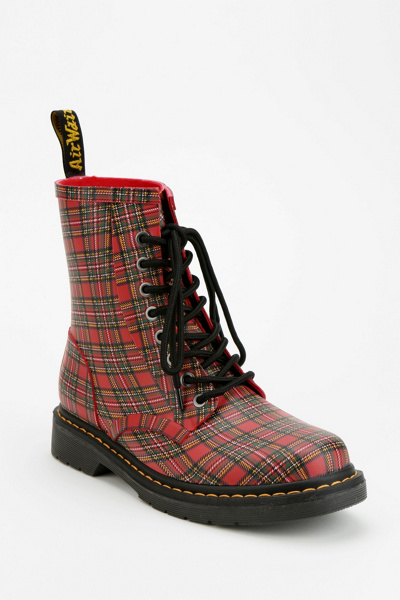 Dr. Martens Drench Plaid Heeled 8Eye Rain Boot Urban Outfitters