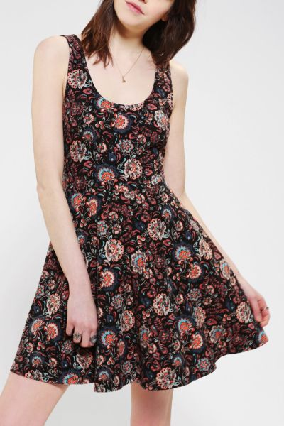 Ecote Boho Print Knit Skater Dress - Urban Outfitters