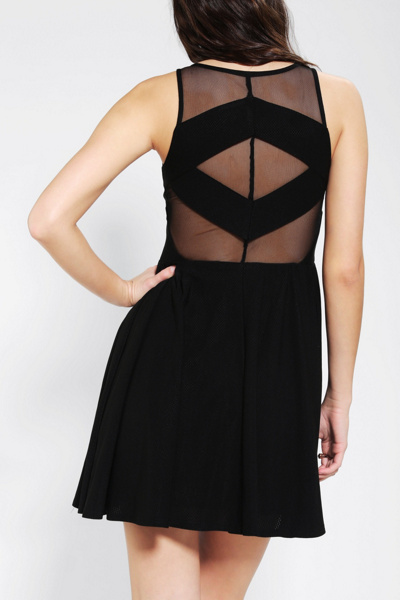 Sparkle & Fade Knit Mesh Inset Skater Dress Urban Outfitters