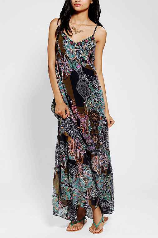 Band Of Gypsies Scarf-Print Chiffon Maxi Dress