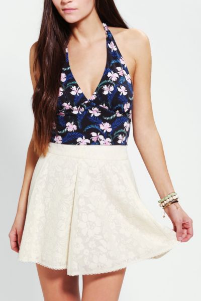 red floral halter top
