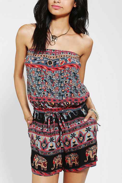 Angie Printed Strapless Romper
