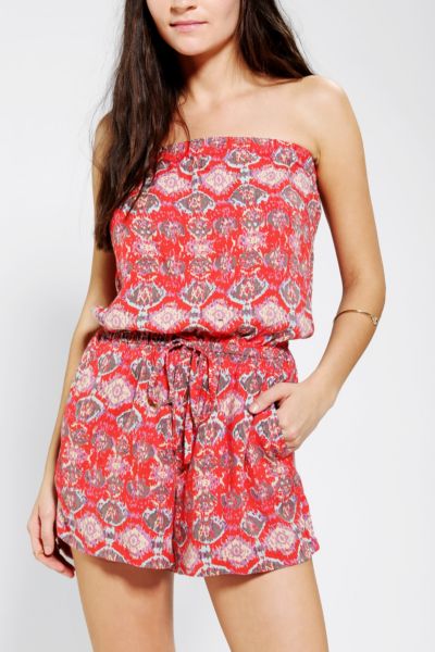 silk strapless romper