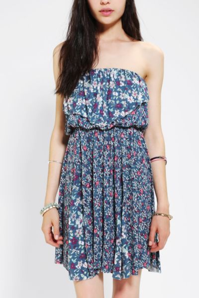 Kimchi Blue Print-Mix Strapless Dress