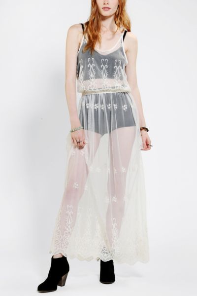 Gypsy Junkies Sasha Embroidered Mesh Maxi Slip
