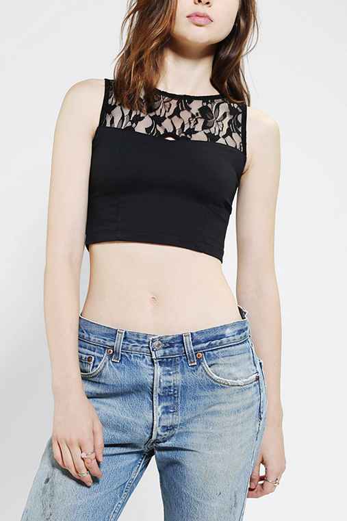 Glamorous Lace-Inset Cropped Top