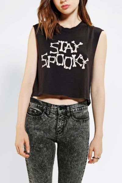 Truly Madly Deeply Stay Spooky Cropped Muscle Tee