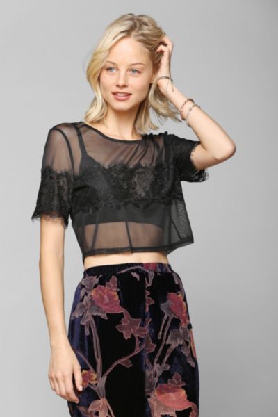 Pins And Needles Lacey Sheer Top Urban Outfitters 0283