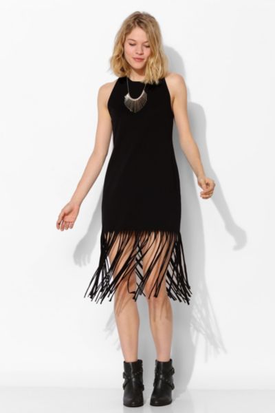 Sparkle  Fade Knit Fringe Midi Dress