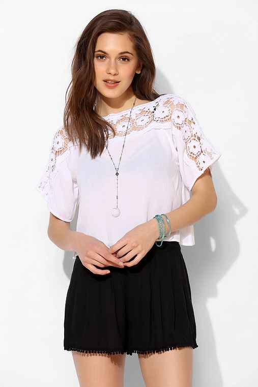 Staring At Stars Crochet-Neckline Cropped Top