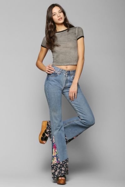 Urban Renewal Floral-Inset Levi's Flare Jean