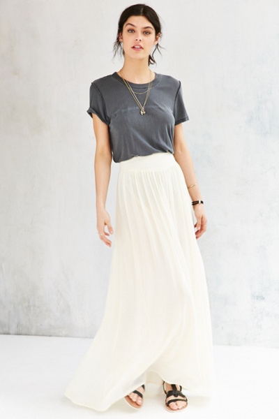 Pins And Needles Yoke Chiffon Maxi Skirt Urban Outfitters
