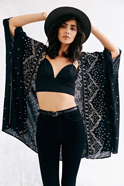 Ecote Crinkle Square Kimono Jacket - Urban Outfitters