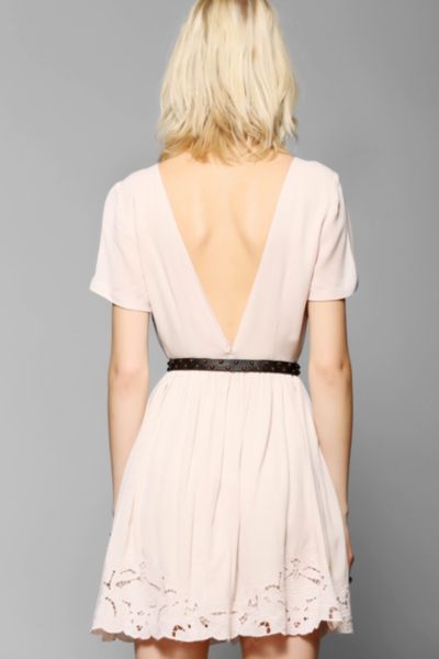 Pins And Needles Embroidered VBack Dress Urban Outfitters
