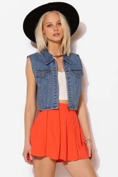 BDG Zip-Up Cropped Denim Vest - Urban Outfitters