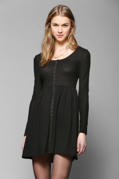 BDG Brushed Knit SnapFront Dress Urban Outfitters