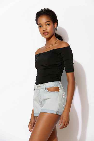 Sparkle & Fade Moulin Ruched Off-The-Shoulder Top