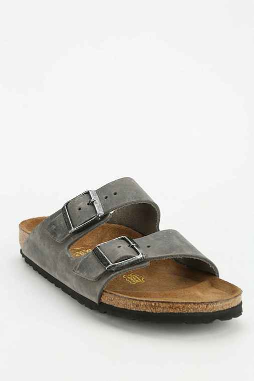 Birkenstock Arizona Iron Oiled Leather Slide Sandal