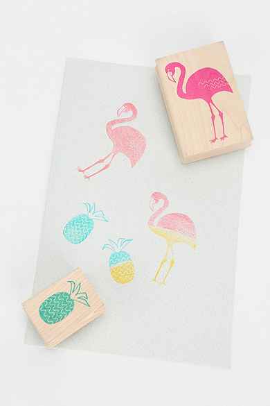 Yellow Owl Workshop Flamingo Pineapple Stamp- Set of 2