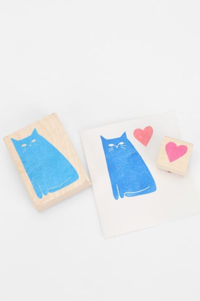 Yellow Owl Workshop Cat Heart Stamp- Set of 2