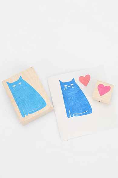 Yellow Owl Workshop Cat Heart Stamp- Set of 2