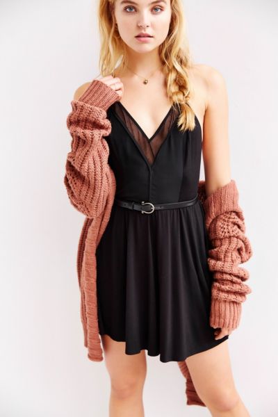 COPE Knit-Mix Skinny Racerback Fit + Flare Dress