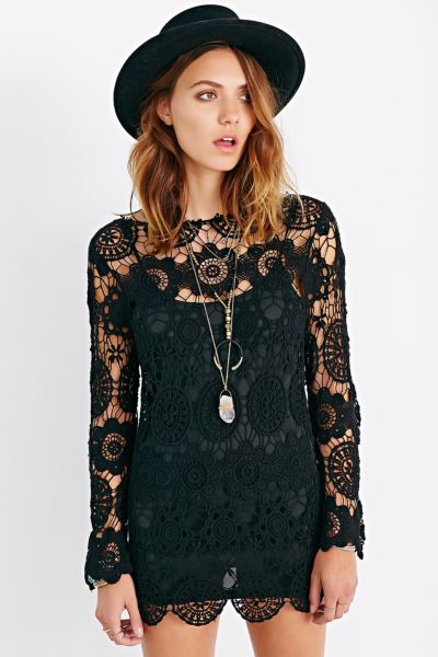 Reverse Crochet Bodycon Dress Urban Outfitters