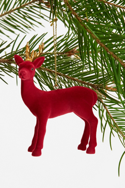 Flocked Deer Ornament Urban Outfitters