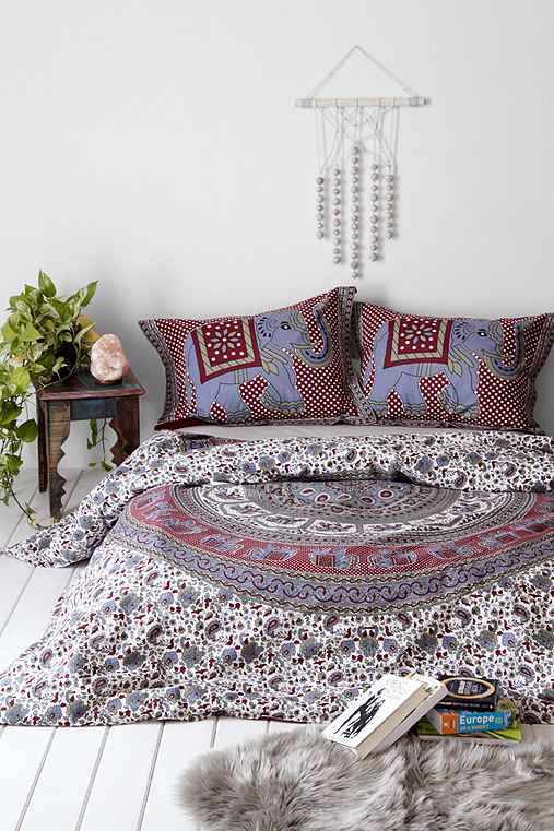 Magical Thinking Grey Elephant Stamp Duvet Cover - Urban Outfitters