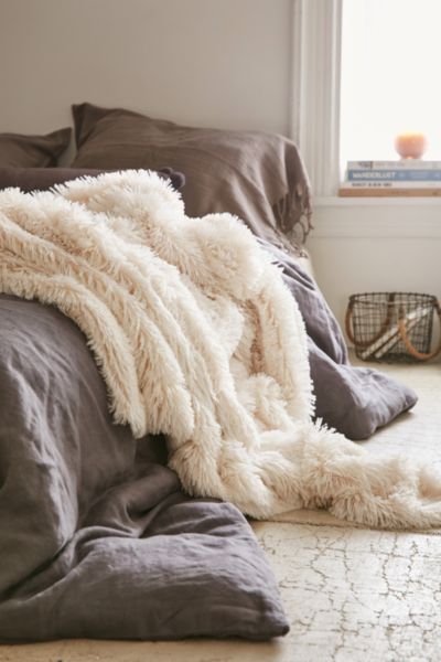 Plum Bow Faux Fur Throw Blanket Urban Outfitters Shopswell