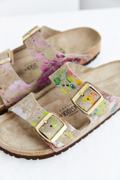 flower print birkenstock sandals