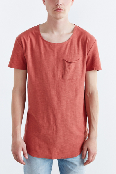 Feathers Slub Curved Hem Tee