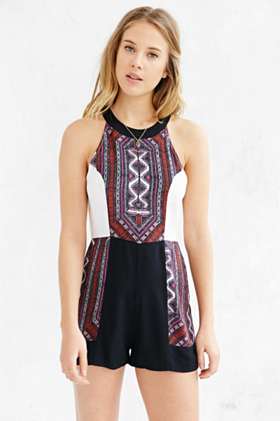 MINKPINK Mixed-Print Romper