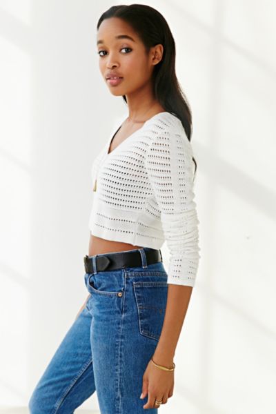 Margot Open-Stitch Cropped Top