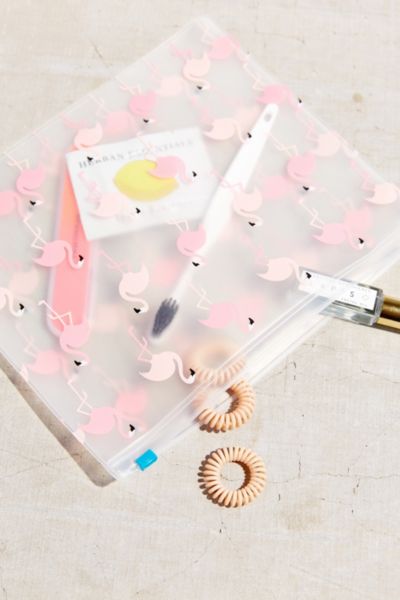 UO Flamingo Makeup Bag,ASSORTED,ONE SIZE