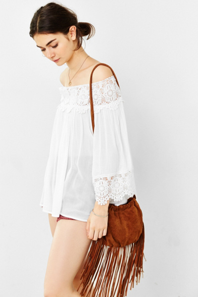 Ecote Pleated Fringe Crossbody Bag Urban Outfitters