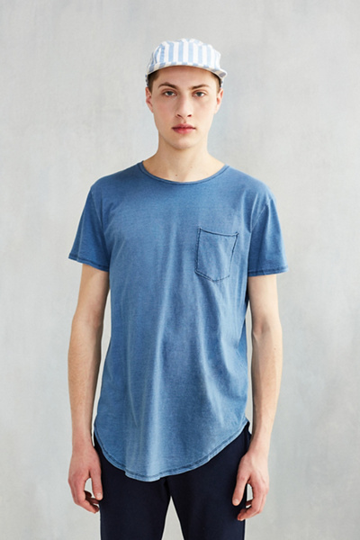Feathers Indigo Curved Hem Tee